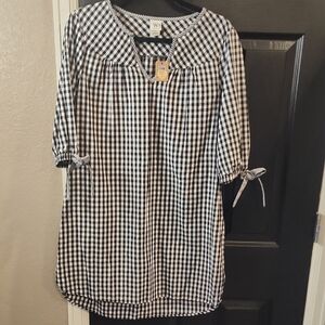 Black and White Gingham Tunic Top